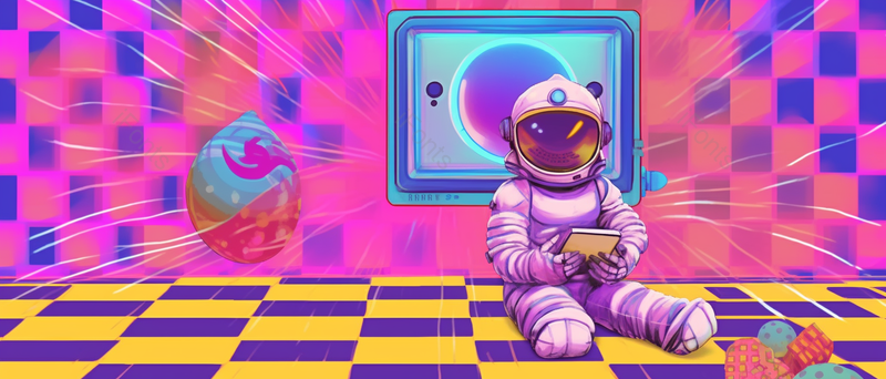 多色创意手绘宇宙航天员插画背景,插画/手绘图,插画/手绘图库,插画/手绘图下载,插画/手绘